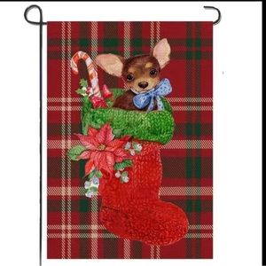 NIP Christmas Chihuahua Burlap Double Sided Garden Flag 1pc, …